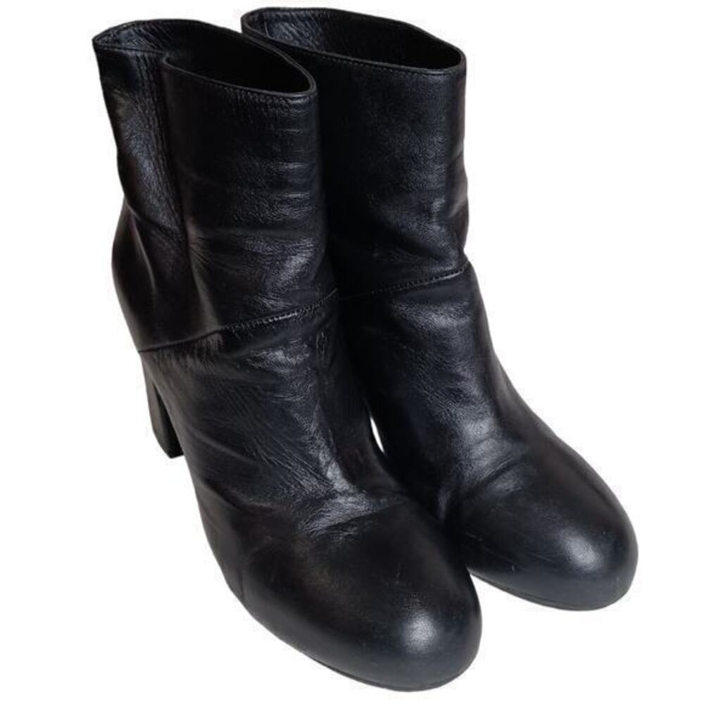 MARNI Ankle‎ Booties Moto Biker Heeled Boots Black Soft Leather Size 38 8